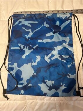 Blue Camo Drawstring Backpack - Casual Carry